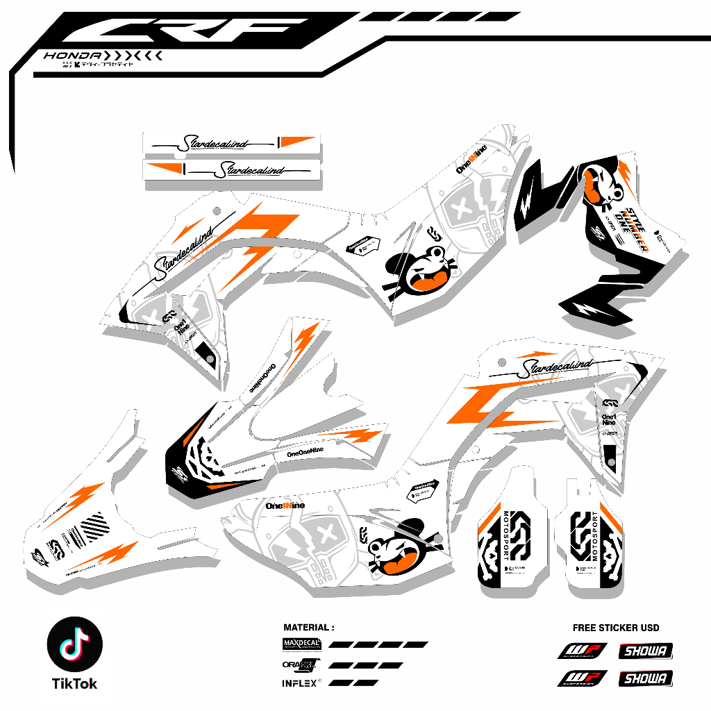 STICKER DECAL CRF FULL BODY WARNA PUTIH SIMPLE  SUPER GLOSY CRF 35