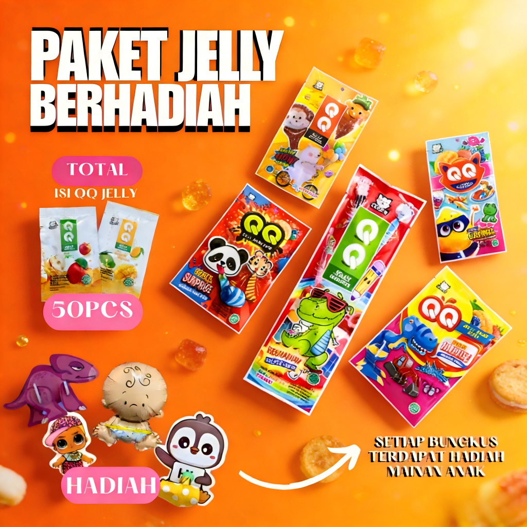 Paket Usaha Jelly Stick 50 Pcs + Berhadiah Mainan - Agar Stick Rasa Buah Yogurt - Jajanan Warung SD 
