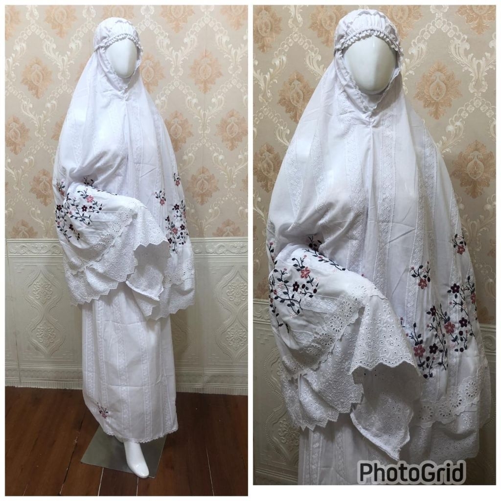mukena dewasa/ mukena katun paris/mukena bordir khas Bukittinggi/ mukena lebaran