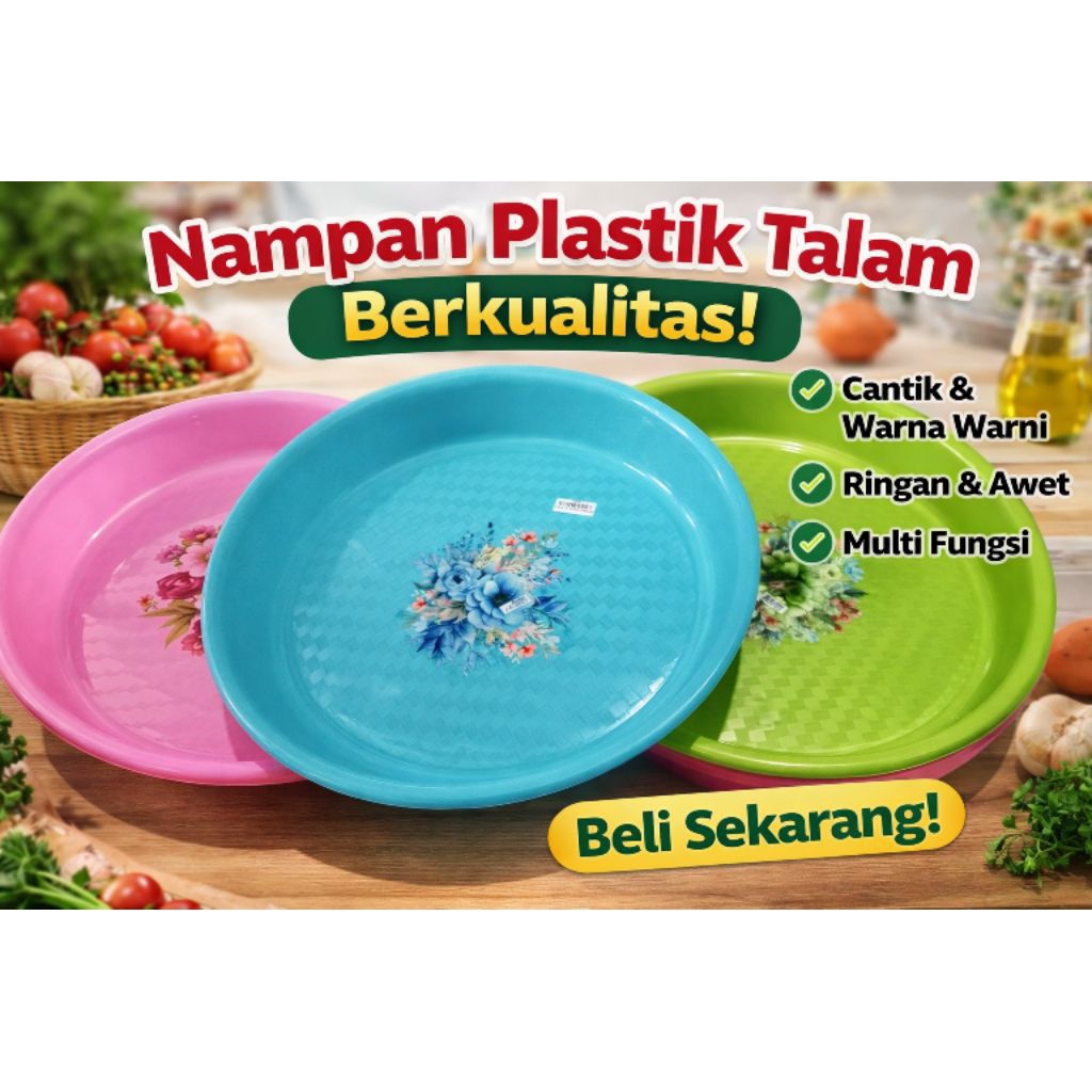 Nampan Plastik Talam Bulat - Desain Elegan, Mudah Dibersihkan, Kapasitas Besar