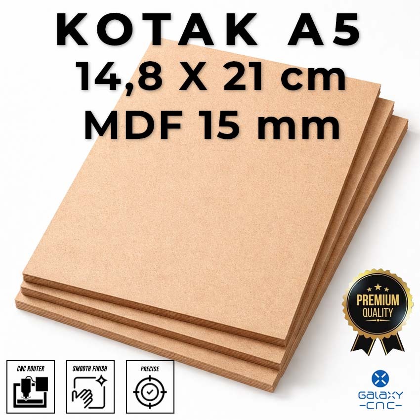 Kotak A5 (14,8 x 21 cm) - MDF 15 mm - Papan Kayu MDF