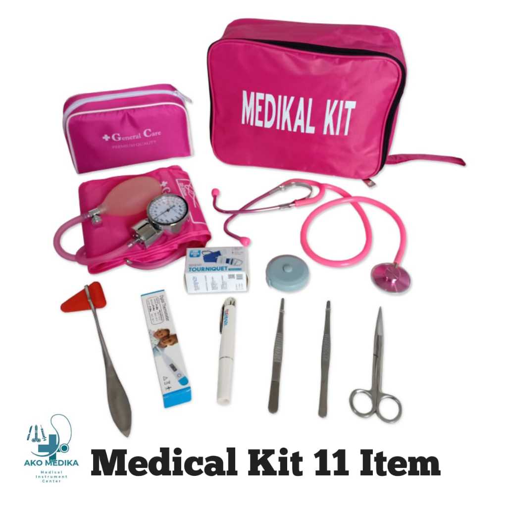Medical Kit 11 Item GC + MARWA Warna Pilihan Pink Hitam Hijau Ungu Abu Biru Tua / Nursing Kit Set  1