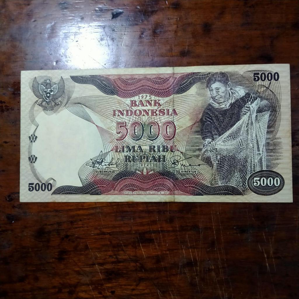 Uang Kertas Rp 5000 1975 bagus
