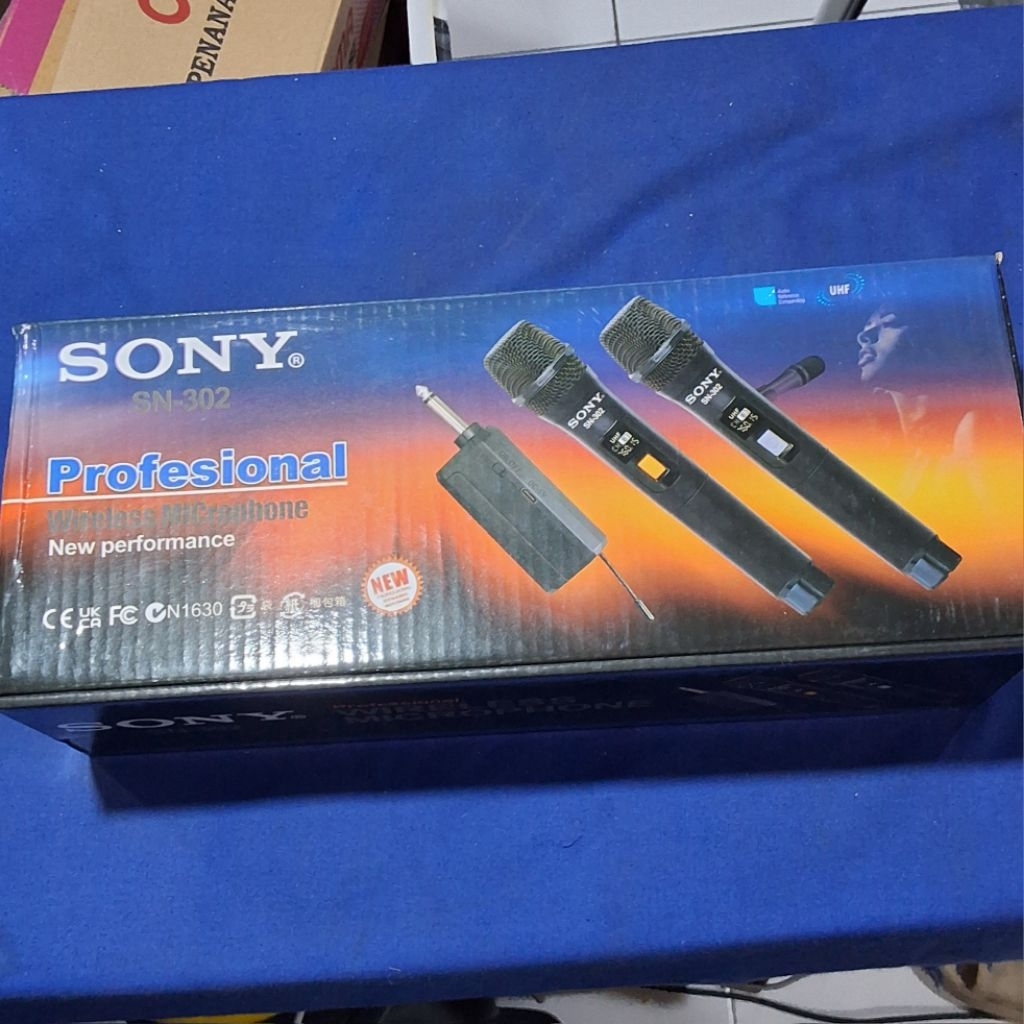 Mic Wireless SN 302 Sony microphone tanpa kabel portable karaoke speaker aktif nirkabel sound system