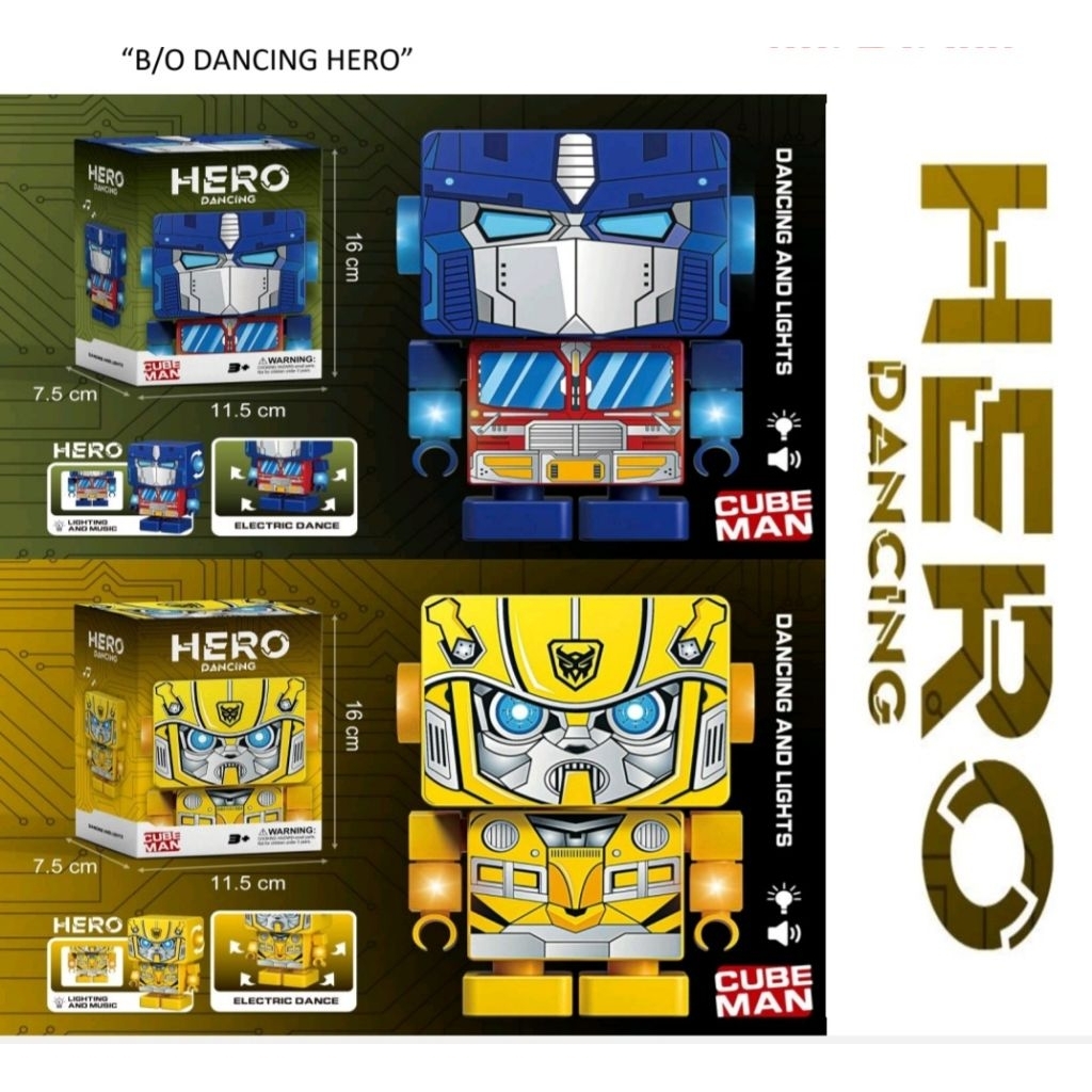 Mainan Anak Robot Super Hero / Mainan Robot Dancing Hero Cube Robot Berjalan