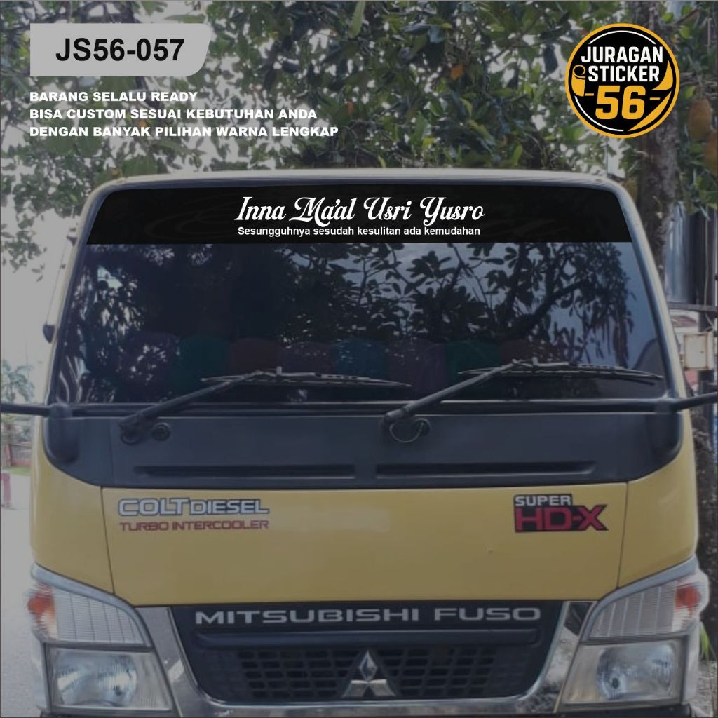 JS56-057 Cutting Stiker INNA MA'AL USRI YUSRO Custom Nama | Tulisan Kaca Depan Mobil & Truck | Bebas