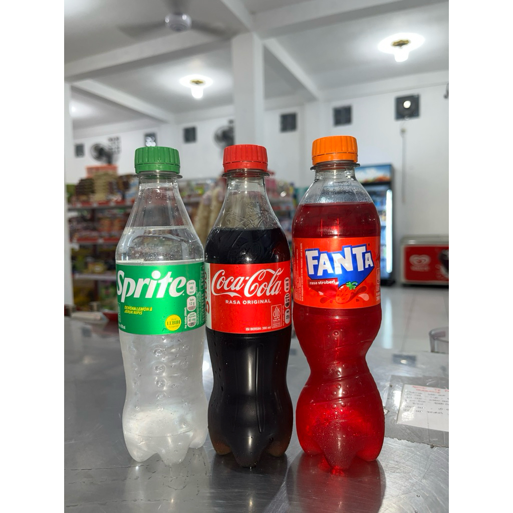 sprite, coca cola, & fanta kecil