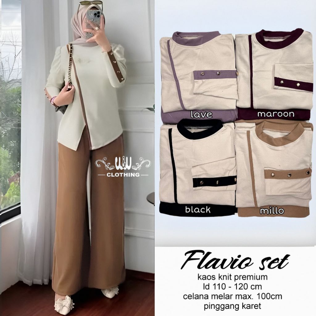 BAJU SETELAN WANITA TERBARU FLAVIO SET SUPER JUMBO XXL BAJU SETELAN WANITA TRENDY 2026 BAHAN KAOS KN