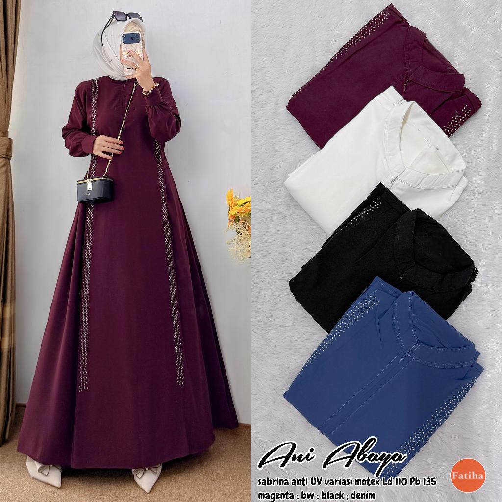 Ani Abaya Gamis Syar'i Muslimah Jumbo Original Fatiha Sabrina Anti UV Adem Variasi Motex Mewah Resle