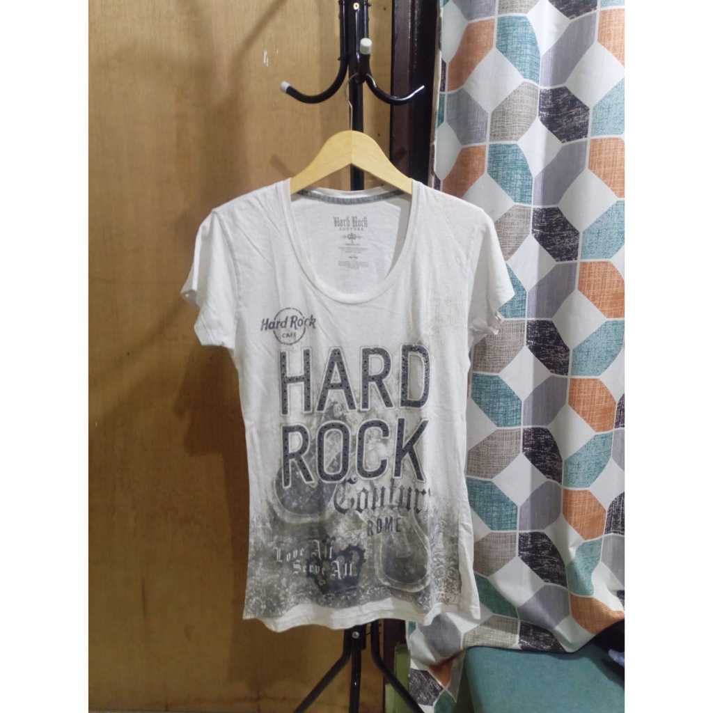 HardRock-Kaos Katun Official HardRock Rome Wanita Warna Putih