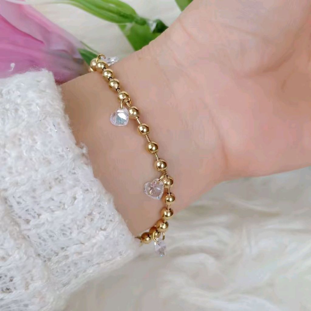 Gelang Serut Titanium motif biji lada diamond