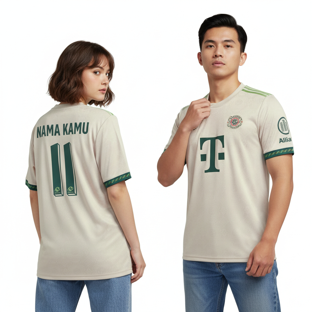 Jersey Byrn Mnchn oktoberfest 2025 2026 Baju Bola Crem Putih Full Patch UCL Bundesliga Pasang Sablon