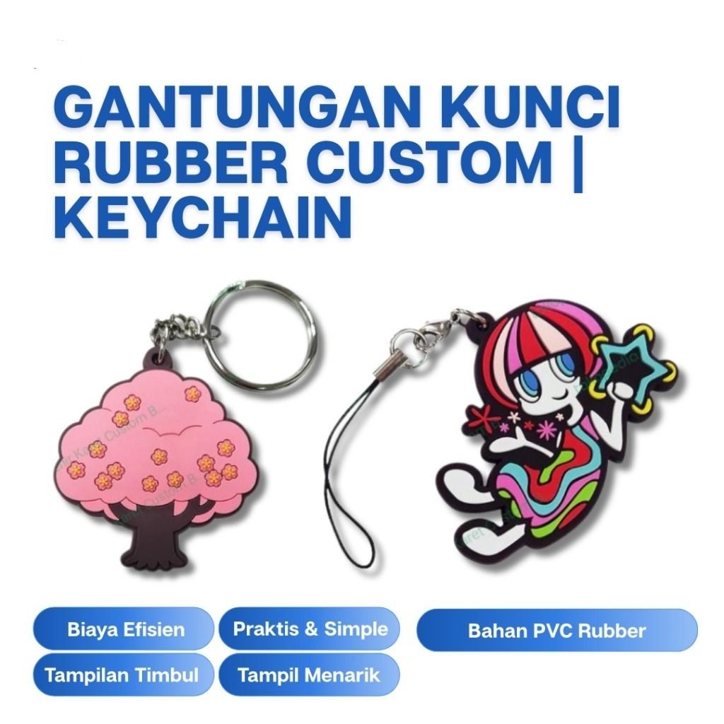 Gantungan Kunci Karet Custom | Rubber Keychain Souvenir | Bisa Desain Logo & Nama