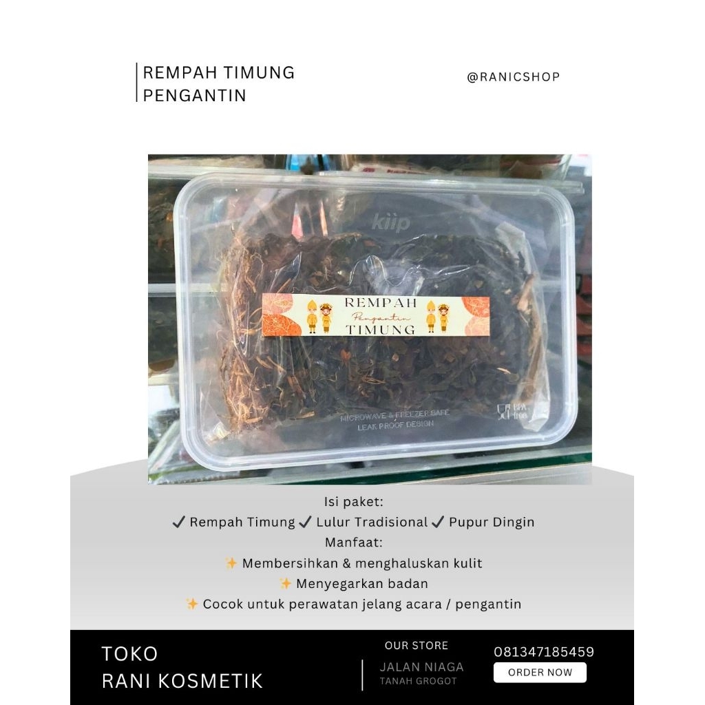Paket Rempah Timung Pengantin Kalimantan | Rempah Timung + Lulur + Pupur Dingin