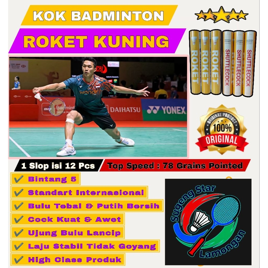 KOK BADMINTON / ROKET KUNING / KOK BULUTANGKIS / ORIGINAL