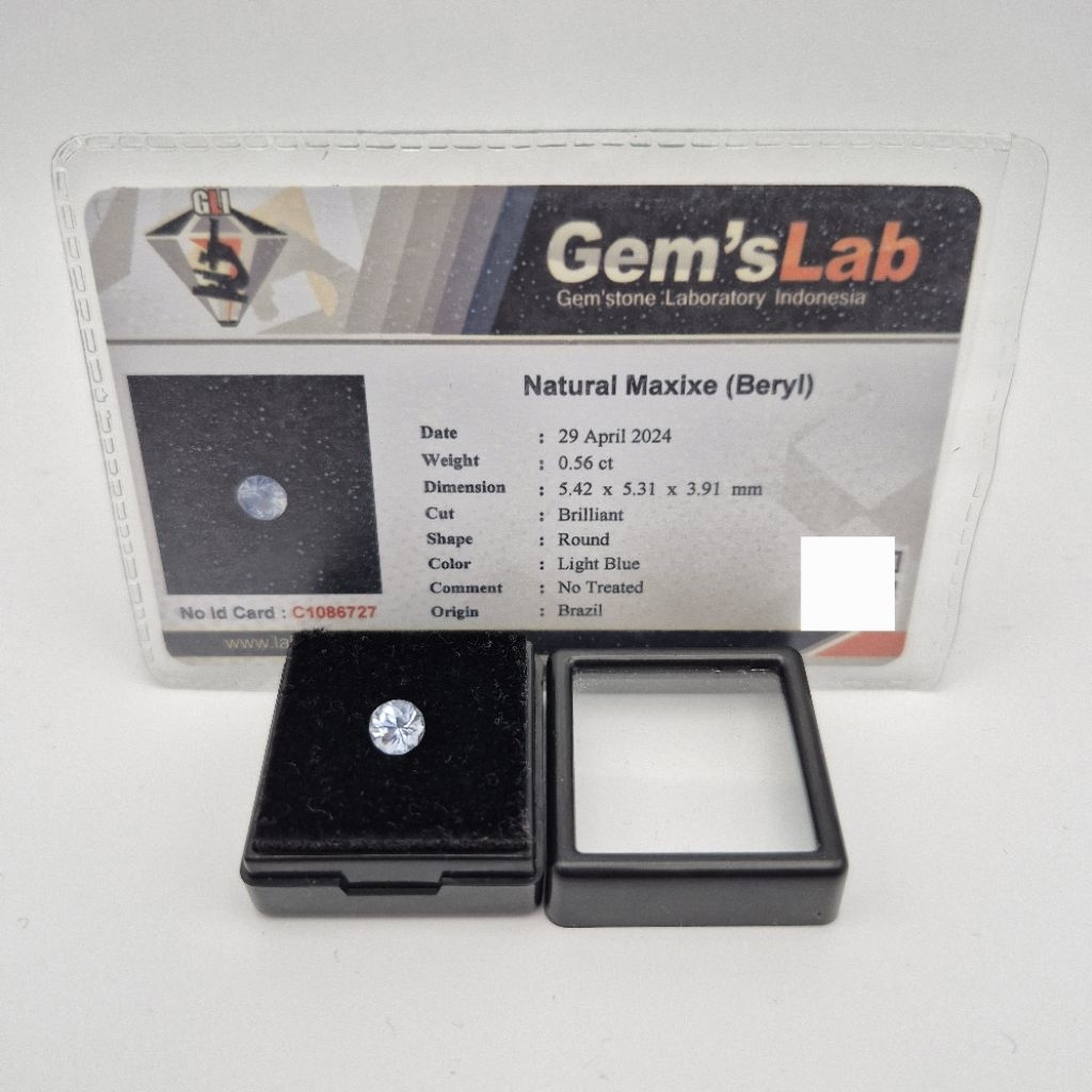 0.56ct batu permata Natural Maxixe (Beryl), permata natural maxixe (beryl) 0.56 ct dimensi 5.42x5.31