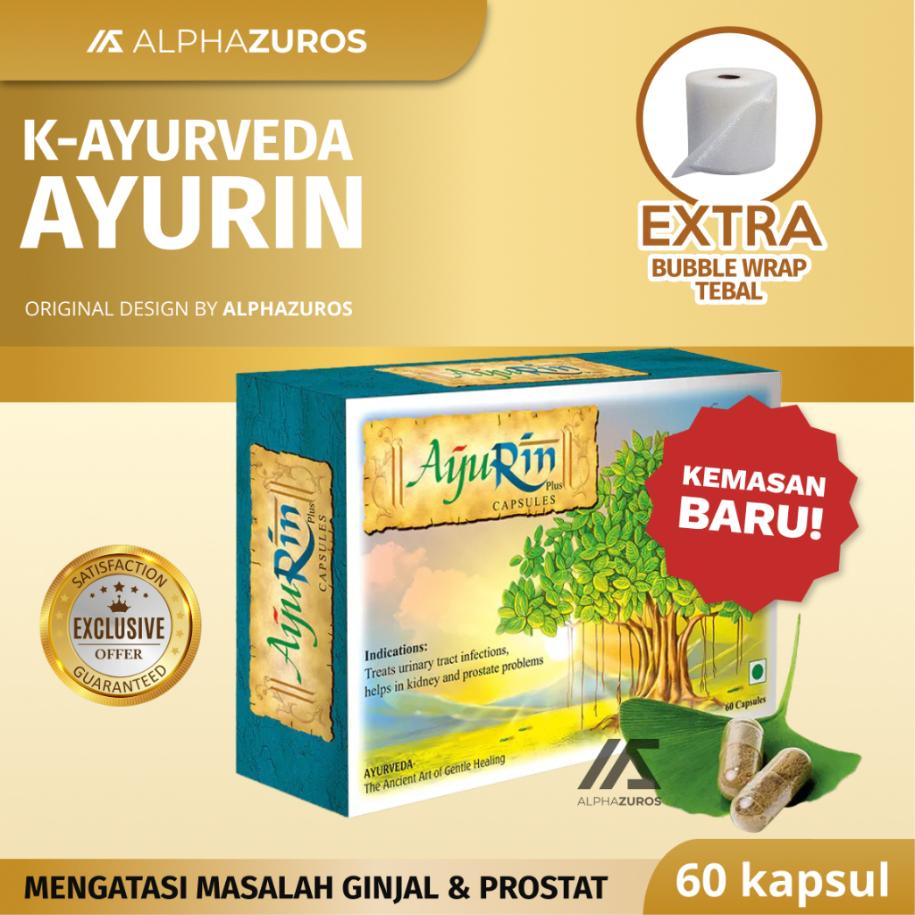 AYURIN [Kemasan Baru] EXCLUSIVE (1 Box isi 60 Kapsul) Original K-Link Anti Radang Batu Ginjal Ayurve