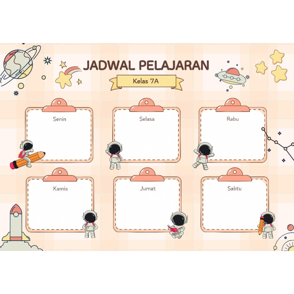 Jadwal Pelajaran Sekolah / Jadwal Pelajaran kertas A4 / Jadwal Mapel