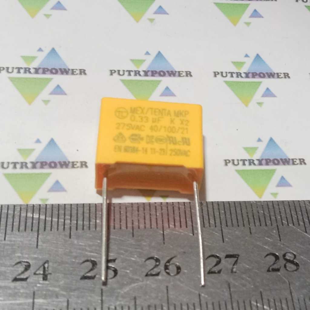 MEX/TENTA MKP 0.33uf K X2 275vac 15mm MKM 334 275V 330nf 330n kuning capasitor kapasitor 330 n nf ca
