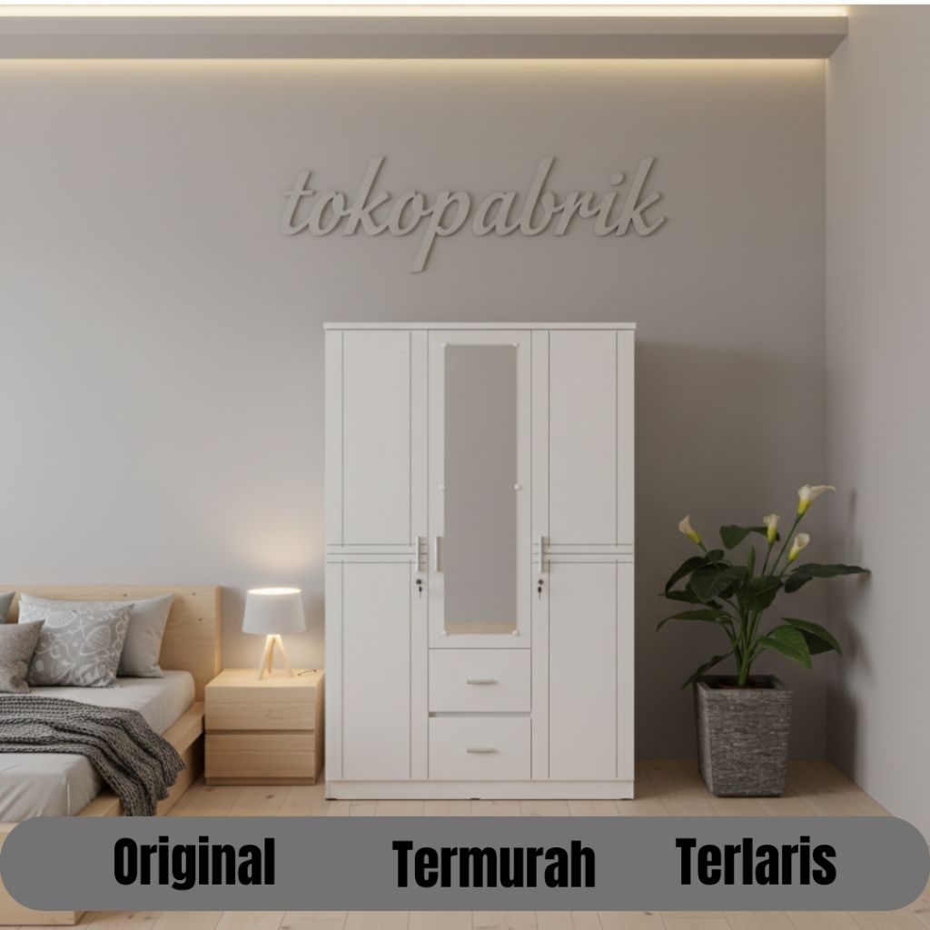 Lemari Pakaian 3 Pintu - Lemari pakaian dewasa - Lemari tiga pintu Minimalis Termurah Tegal Brebes S