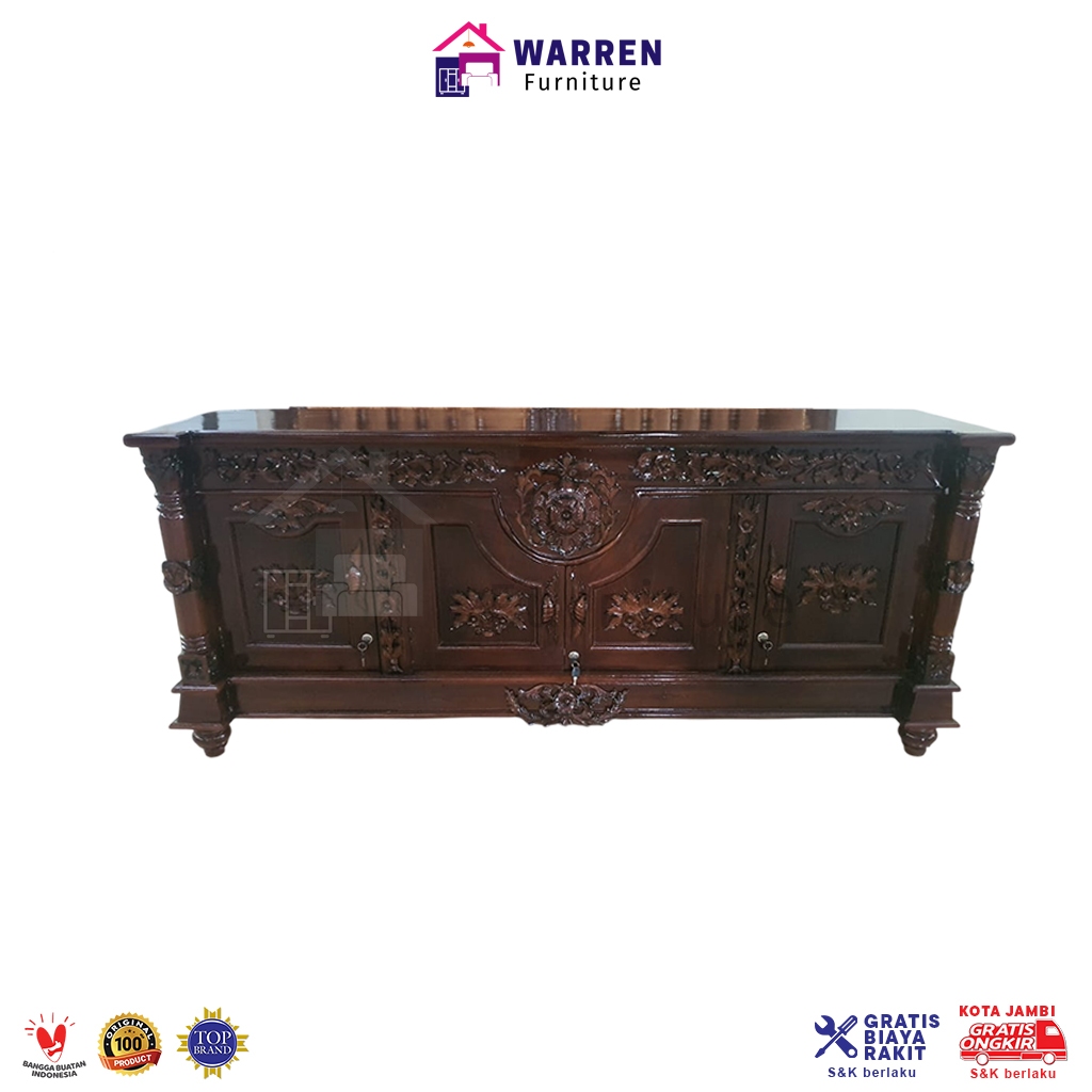 Bufet Kayu Jati 4 Pintu Bulan