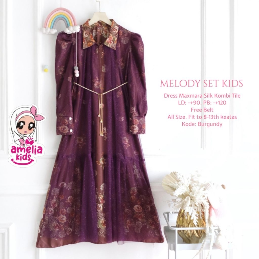 Melody Dress Kids Free Belt •by Amelia Kids