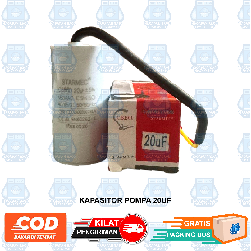 KAPASITOR POMPA AIR CAPACITORS MESIN POMPA AIR 20uf