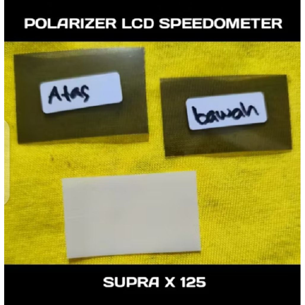polarizer polariser set atas bawah lcd plus mika susu alas lcd speedometer motor Honda Supra x 125 S
