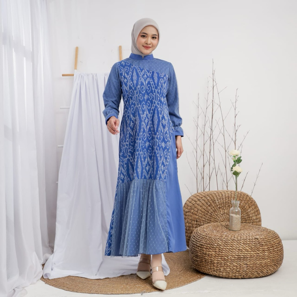 gamis yumna ethnic gaun lebaran wanita kekinian
