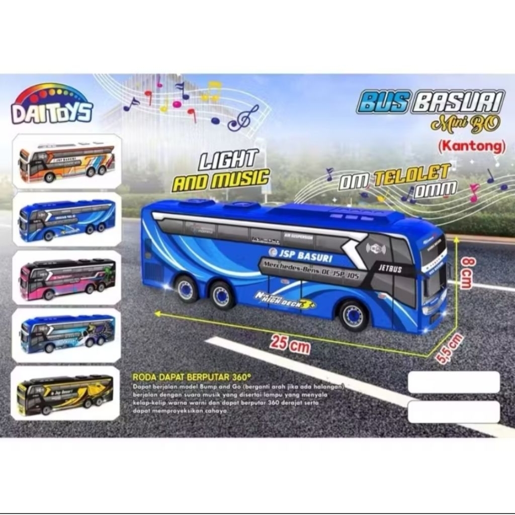 mainan bus mini telolet BO /mainan bus Basuri DM 26