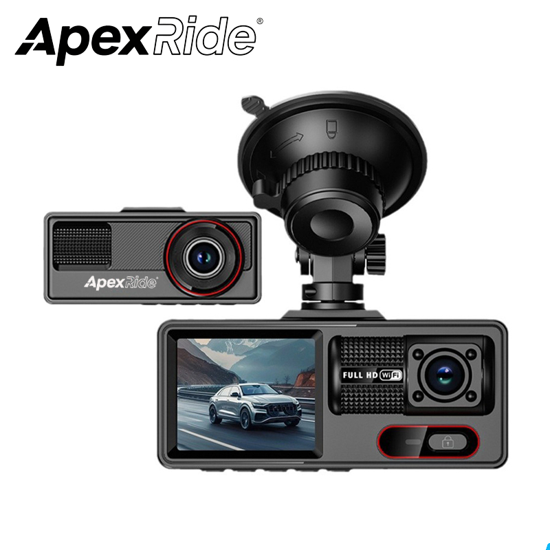 APEXRIDE Mobil Dash Cam WIFI 3 Kamera Mobil Depan Dan Belakang Di Dalam 1080P HD Dash Cam Video Visi