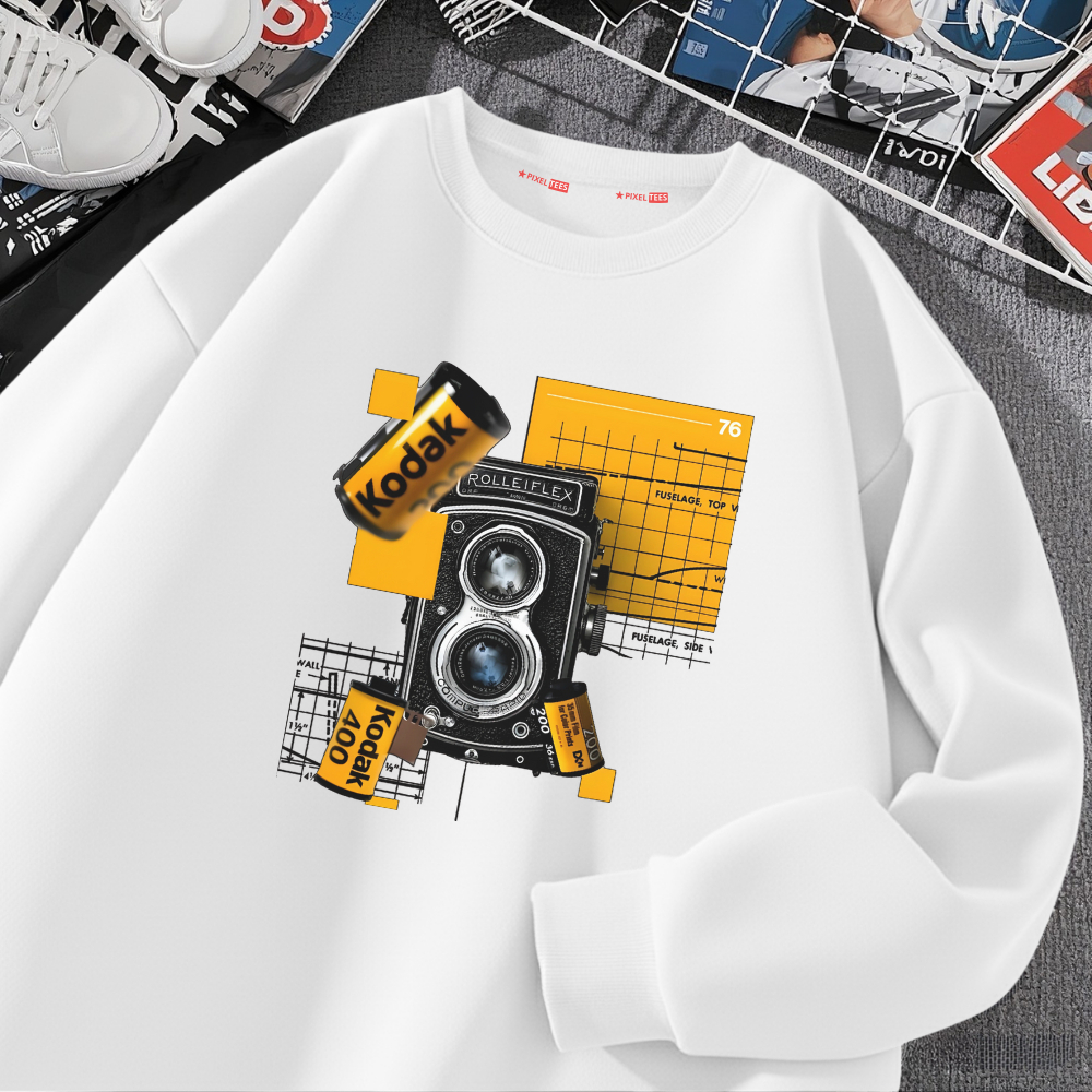 Pixel Tees Sweater Crewneck Oversize Korea Premium Pria Wanita | Kodak style | Adem nyaman dipakai d