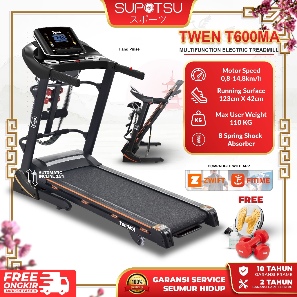 TWEN T600MA Treadmill Listrik Treadmill Portable Treadmill Multifungsi Treadmil Lipat Treadmill Elec