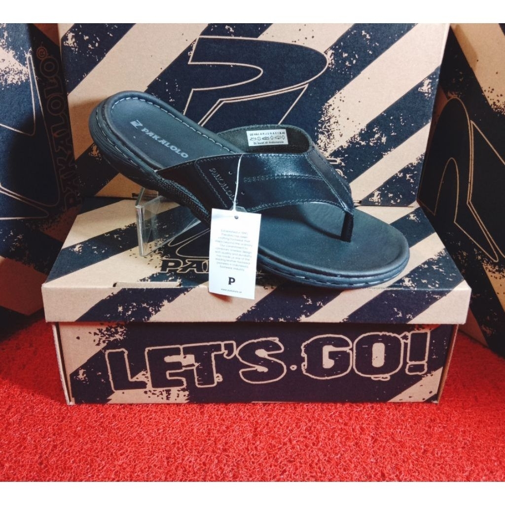 SANDAL KULIT PRIA PAKALOLO ARJUNA 01 HITAM ORIGINAL