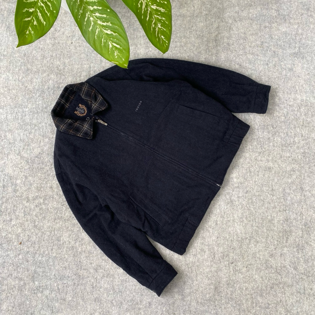 wool jacket vintage Indians collar tartan super cakep tebal