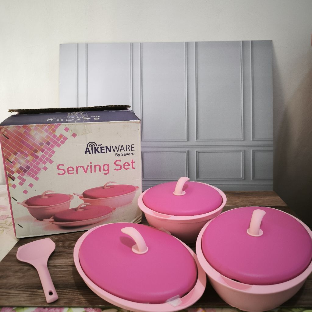 Aikenware serving set by savero piring mangkok saji pink pastel estetik aesthetic coquette