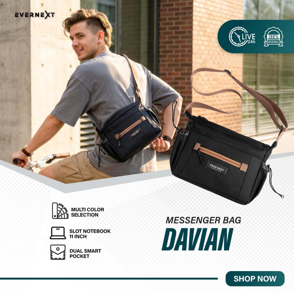 Evernext - Tas Selempang Pria Messenger Bag Pria Tas Bahu Pria Sling Bag Davian Pria