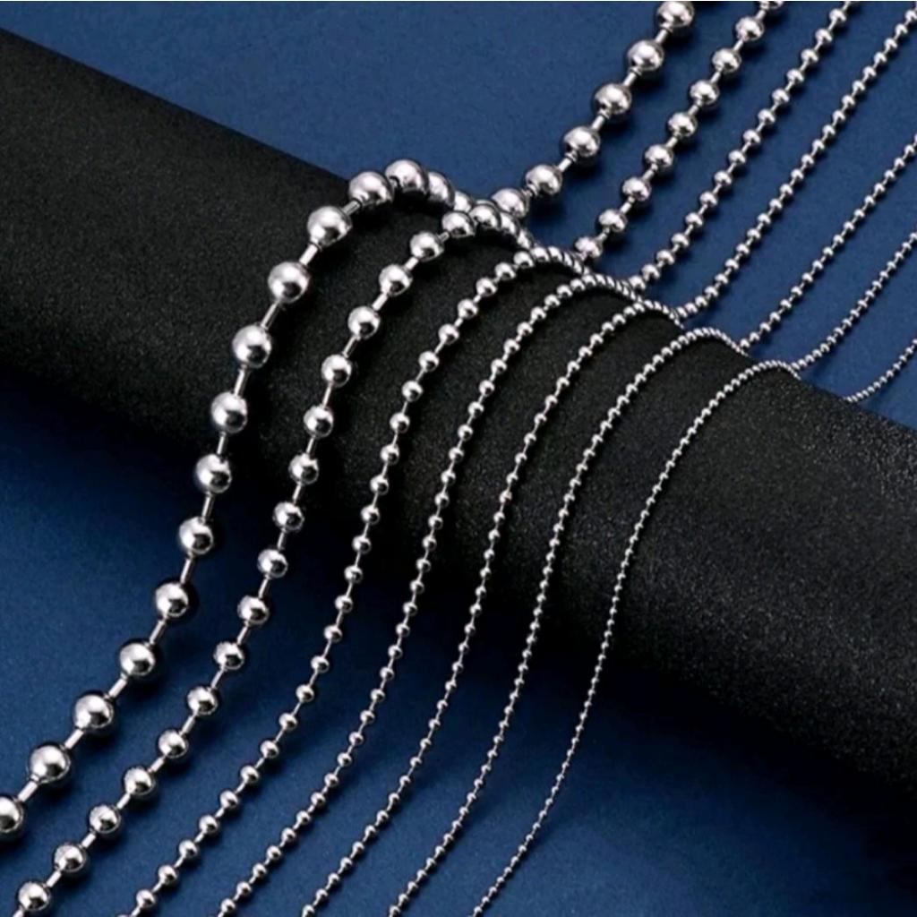 Kalung Titanium Biji Lada Pria Dan Wanita Silver (Biji Lada) Rantai