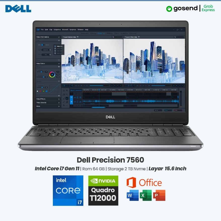 Laptop Workstation Dell Precision 7560 i7 Gen 11 Ram 64 GB SSD 2 TB GPU Nvidia Quadro T1200 4 GB 16 