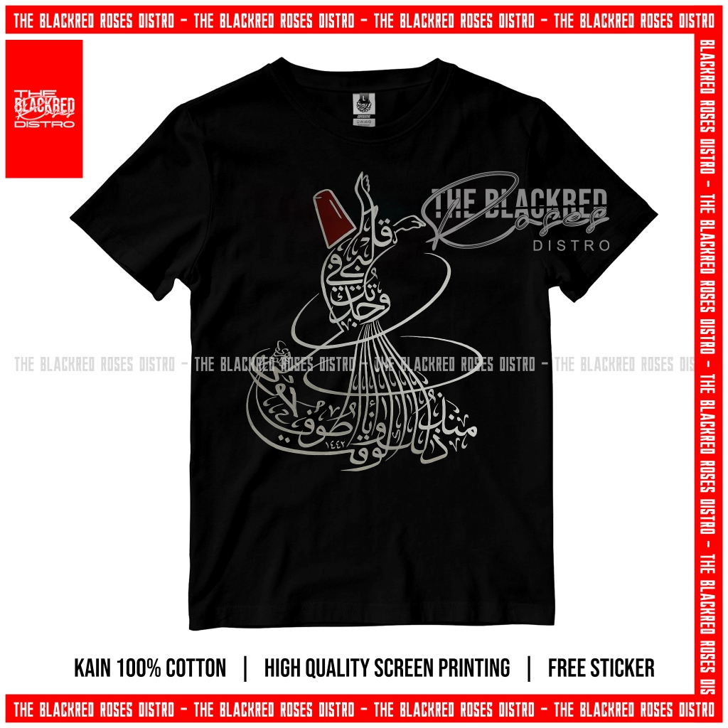 Kaos Distro Kaligrafi Tasawuf - Sufi - Free Sticker - Ukuran S M L XL XXL