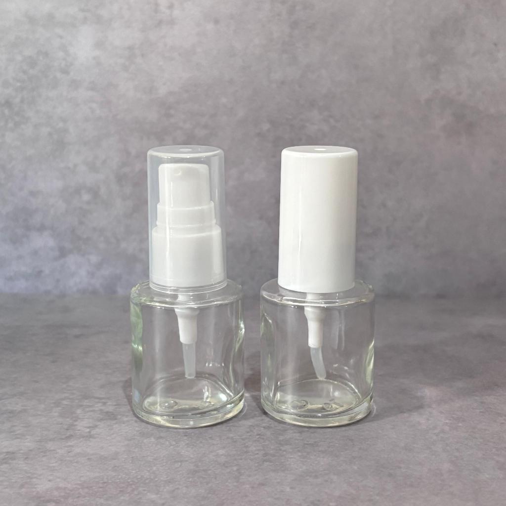 Botol Serum 20ml / Botol Pump Kaca 20ml Bening / Botol Kaca RF 20ml Clear Pump Essence /