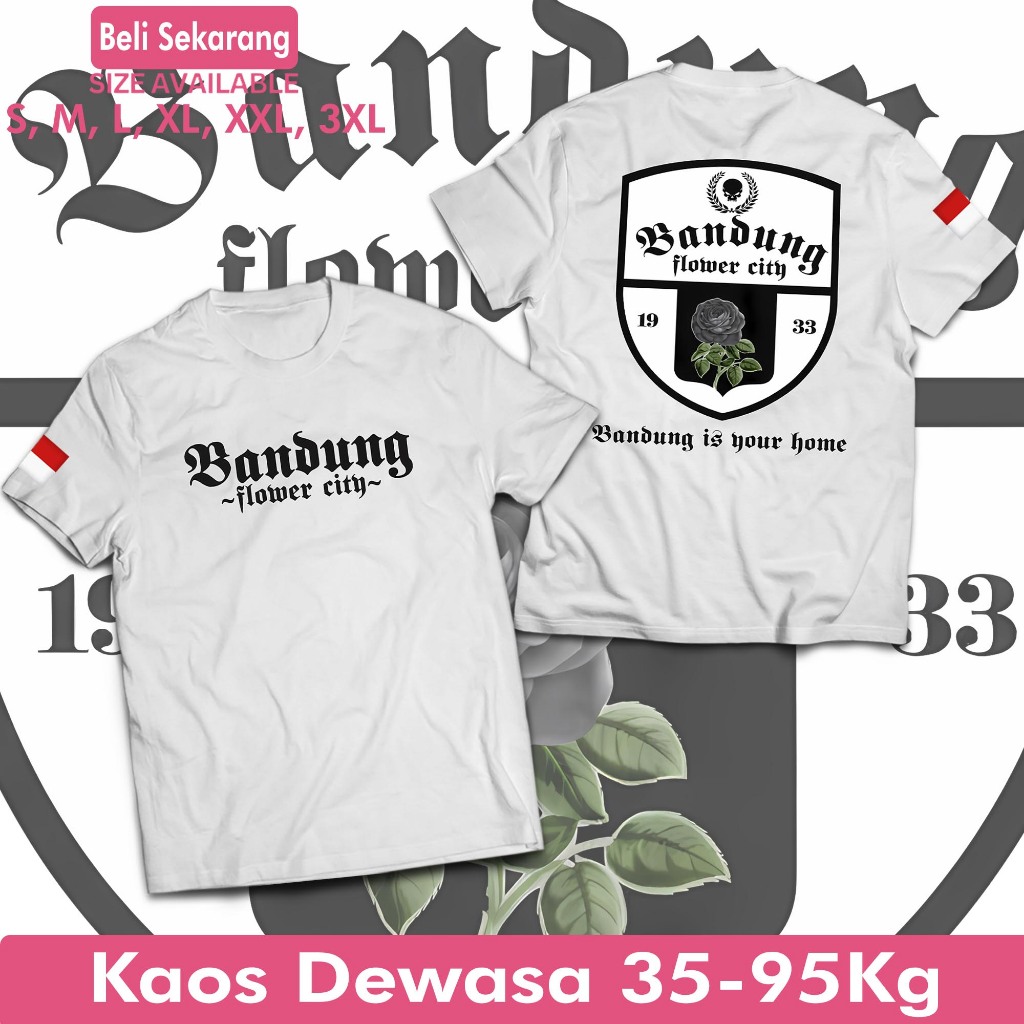 Tshirt Unisex Flower City Bandung Casual Distro Fateboys Flower City Bahan Katun 24s
