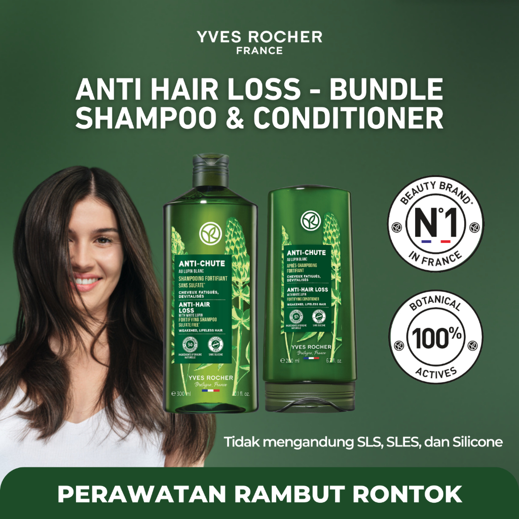 [BUNDLE] Yves Rocher Anti-Hair Loss Fortifying Shampoo 300 ml+Yves Rocher Anti-Hair Loss Fortifying 