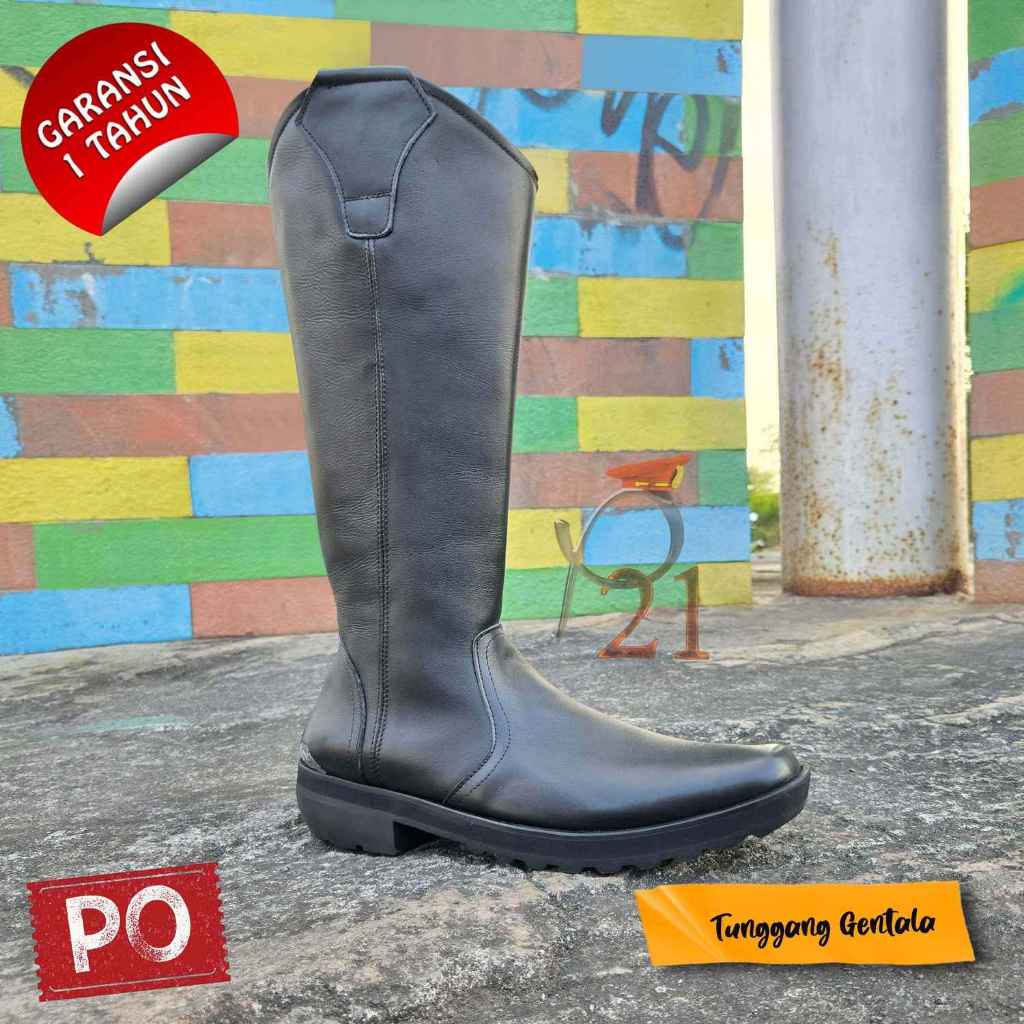 P21 Gentala - Sepatu Tunggang Lantas Kulit Asli Garansi 1 Tahun