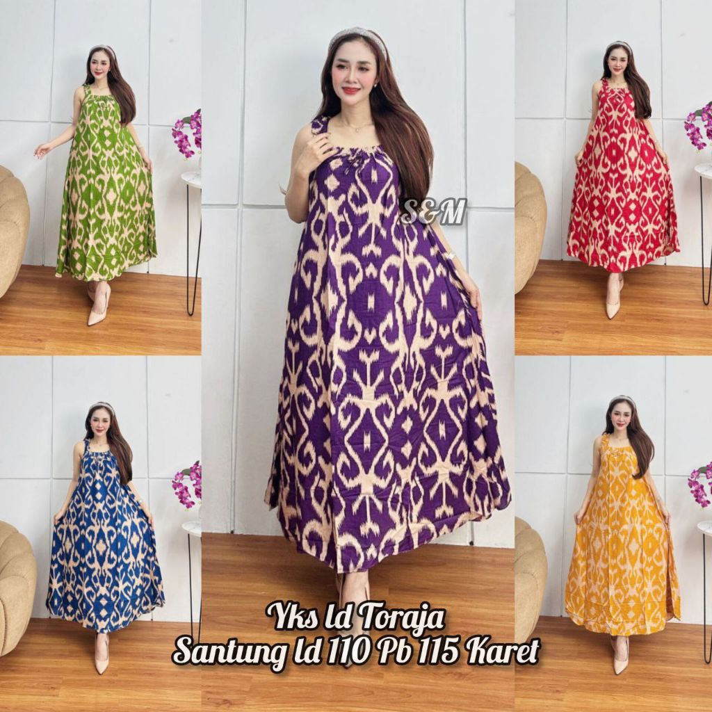 Exclusive | BEST SELLER | Dress Batik Toraja Santung | Maxi Dress Motif Etnik Elegan