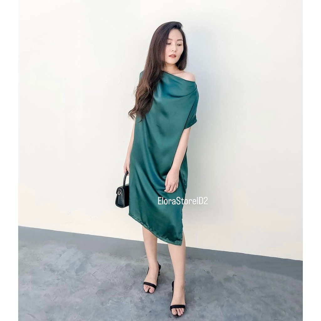 Lavoye Id - Dress Wanita Olive | Dress Satin Wanita Olive
