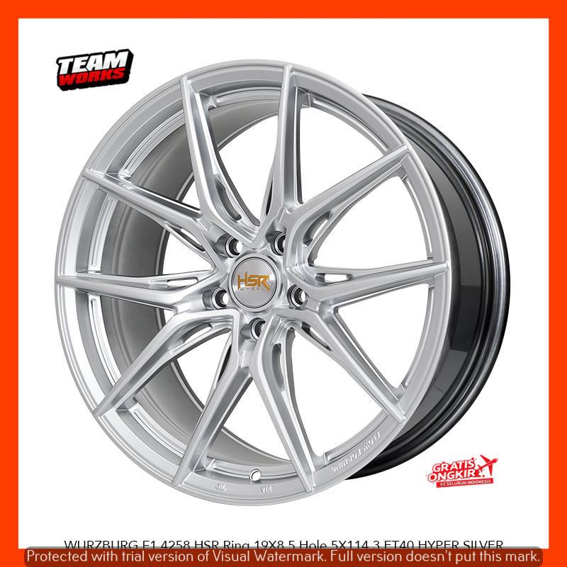 VELG MOBIL RACING UNTUK ALPHARD ESTIMA HRV PELK HSR WURZBURG F1 4258 RING 19 LEBAR 85 HYPER SILVER