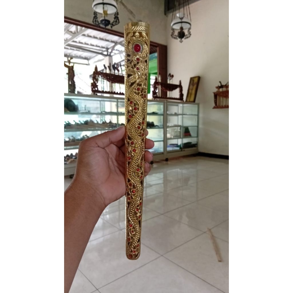 Pendok Krawang Permata Merah Tatahan Naga Motif Solo