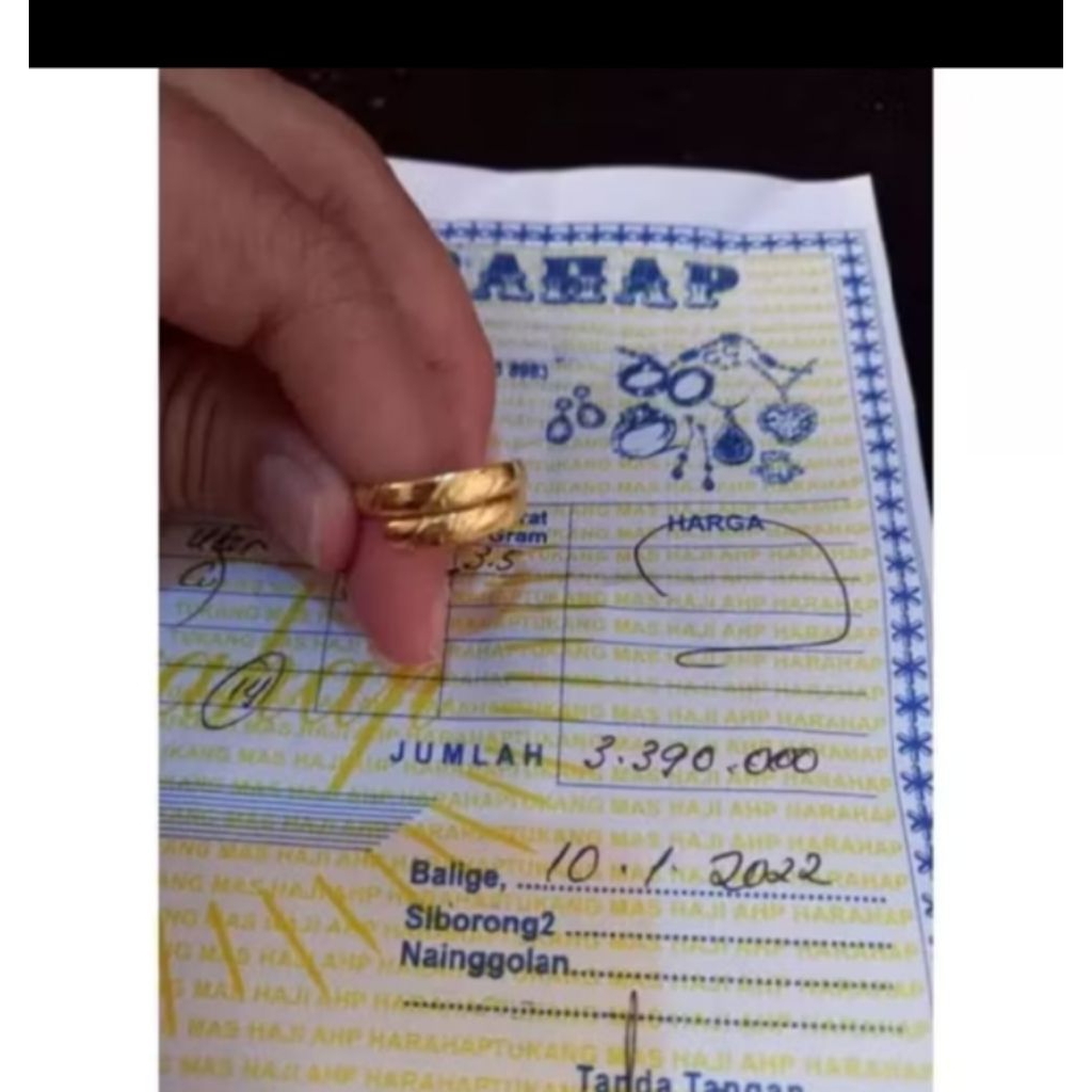 Cincin Emas 2gram free surat pembelian dari toko