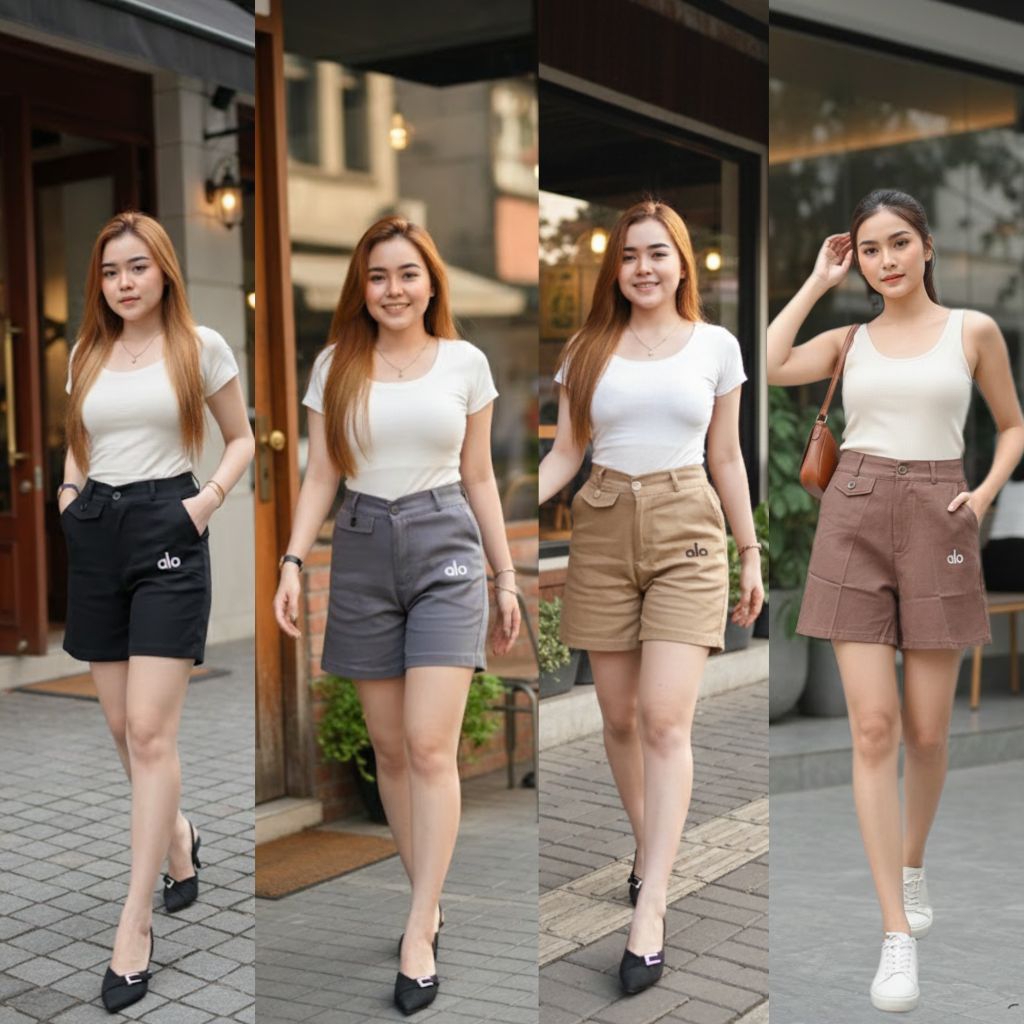 Hotpants Celana Pendek Wanita Highwaist Model Korean Style Kekinian HotPants Wanita BordirAlo Soft J